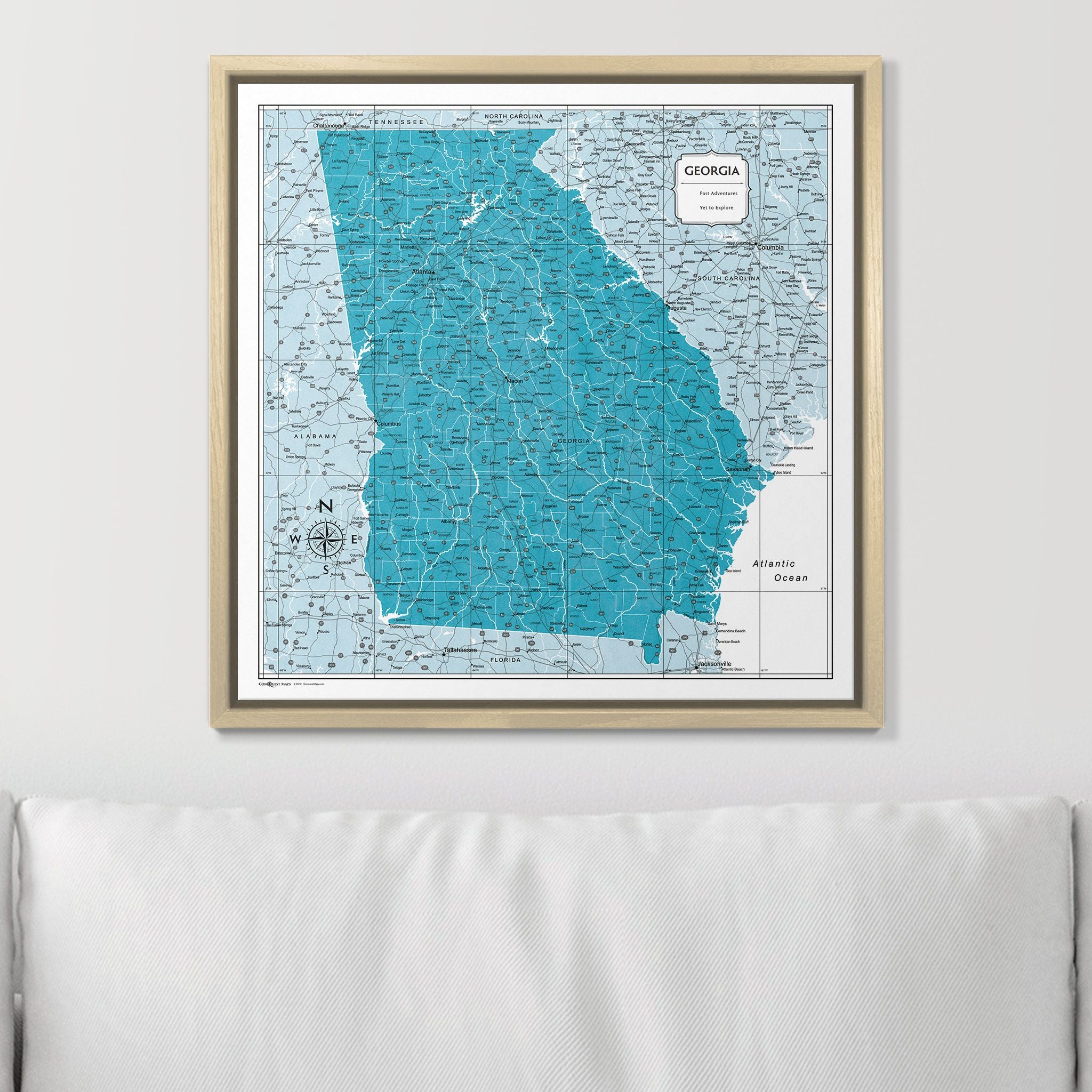 Push Pin Georgia Map (Pin Board) - Teal Color Splash CM Pin Board