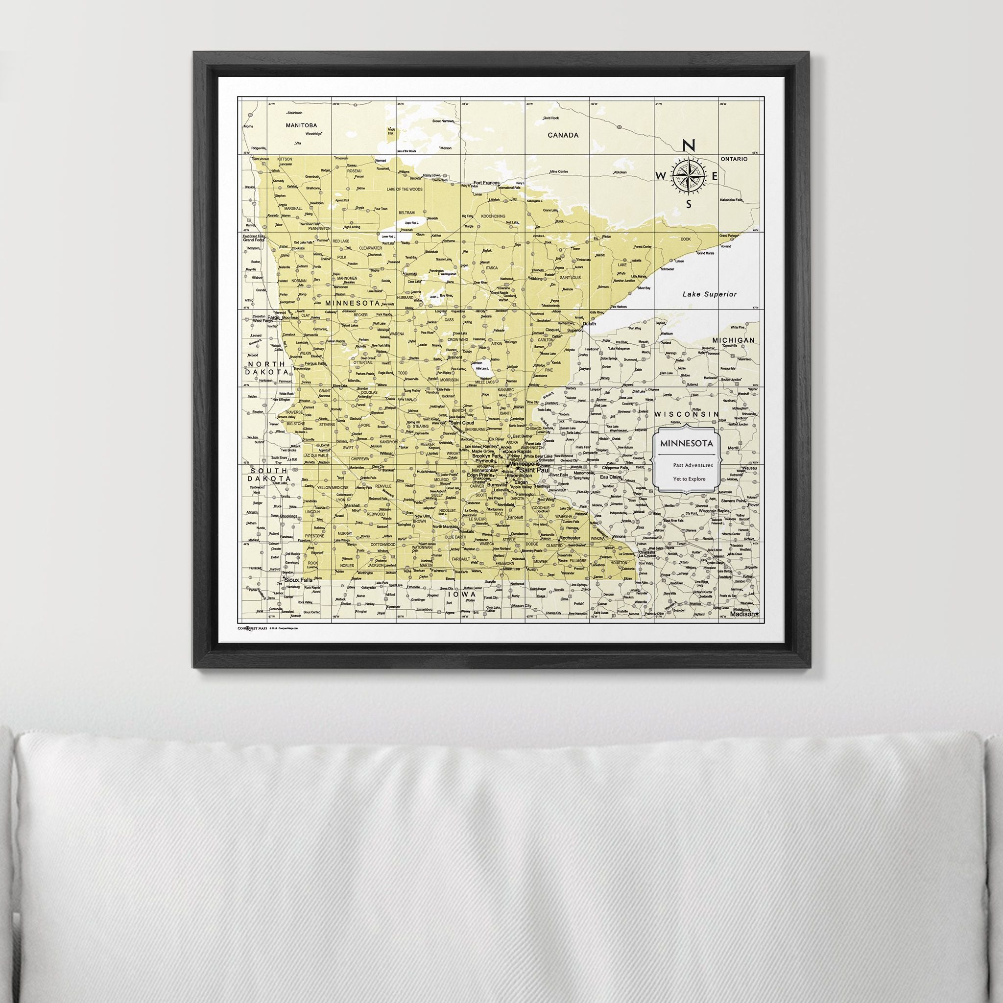 Push Pin Minnesota Map (Pin Board) - Yellow Color Splash CM Pin Board