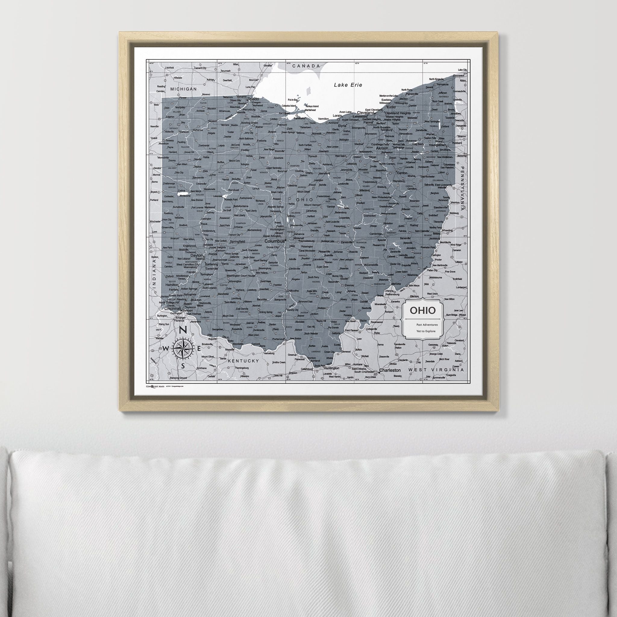 Push Pin Ohio Map (Pin Board) - Dark Gray Color Splash CM Pin Board