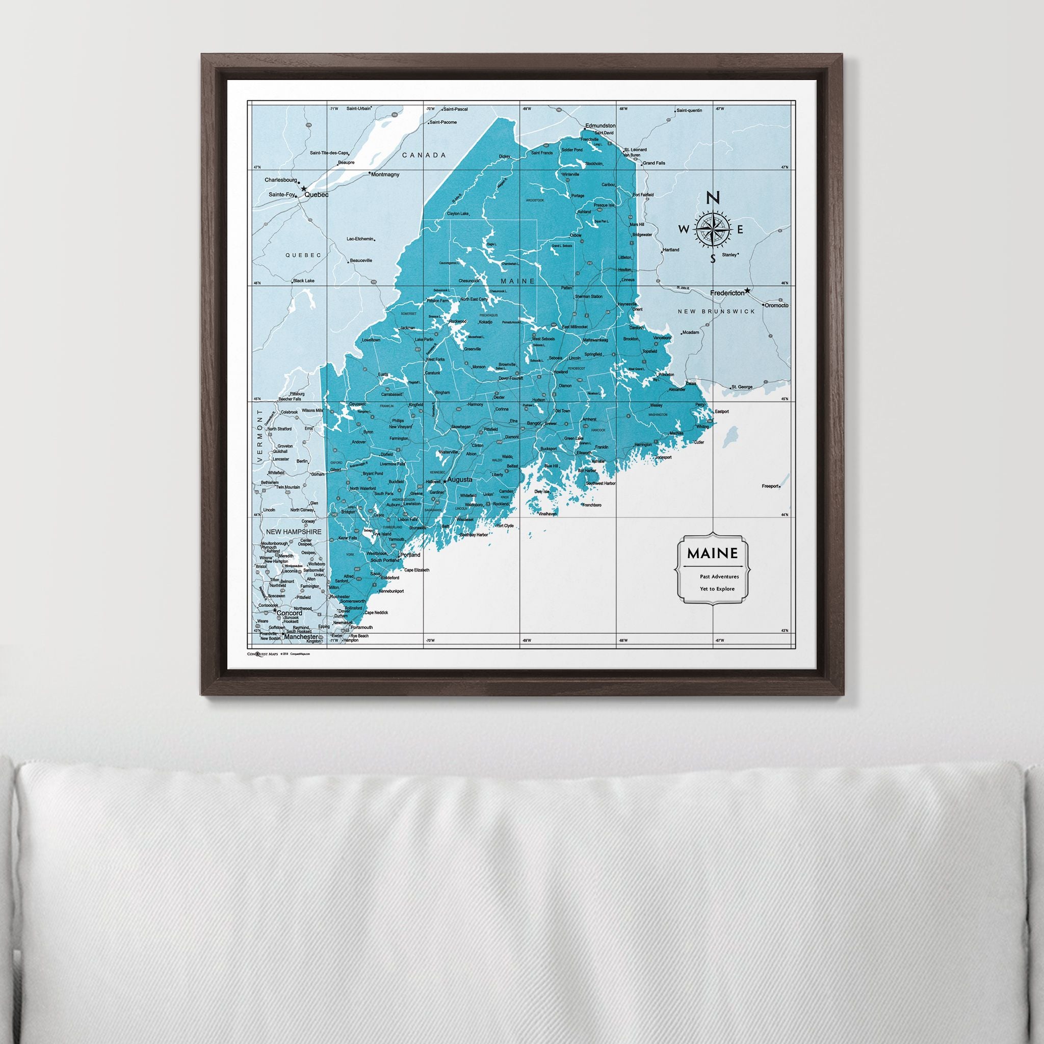 Push Pin Maine Map (Pin Board) - Teal Color Splash CM Pin Board