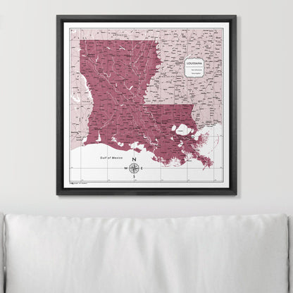 Push Pin Louisiana Map (Pin Board) - Burgundy Color Splash CM Pin Board