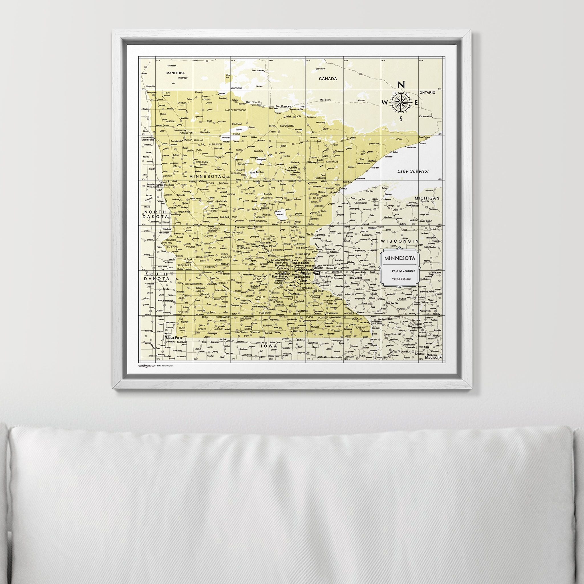 Push Pin Minnesota Map (Pin Board) - Yellow Color Splash CM Pin Board