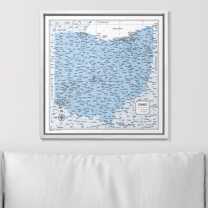 Push Pin Ohio Map (Pin Board) - Light Blue Color Splash CM Pin Board