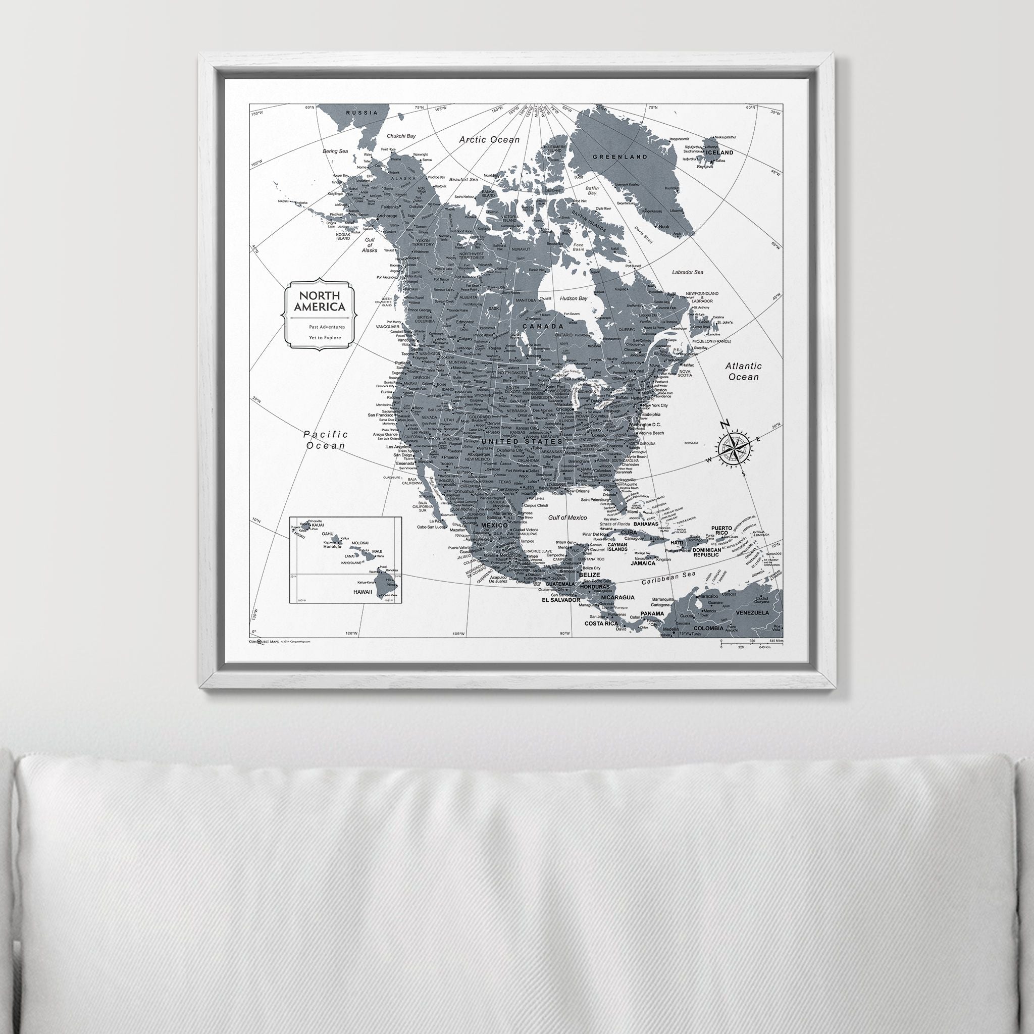 Push Pin North America Map (Pin Board) - Dark Gray Color Splash CM Pin Board