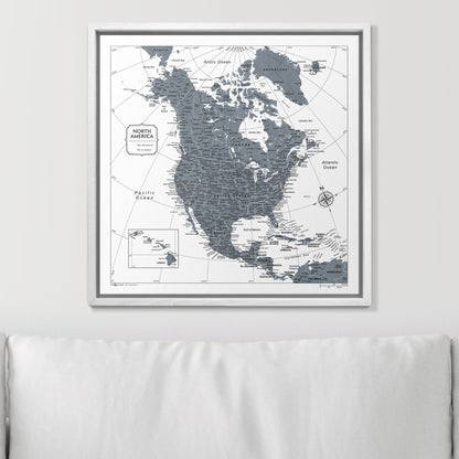 Push Pin North America Map (Pin Board) - Dark Gray Color Splash CM Pin Board