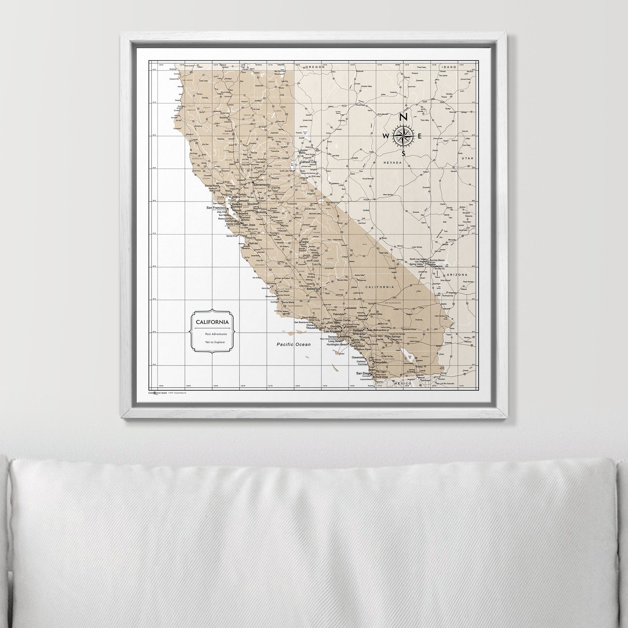 Push Pin California Map (Pin Board) - Light Brown Color Splash CM Pin Board