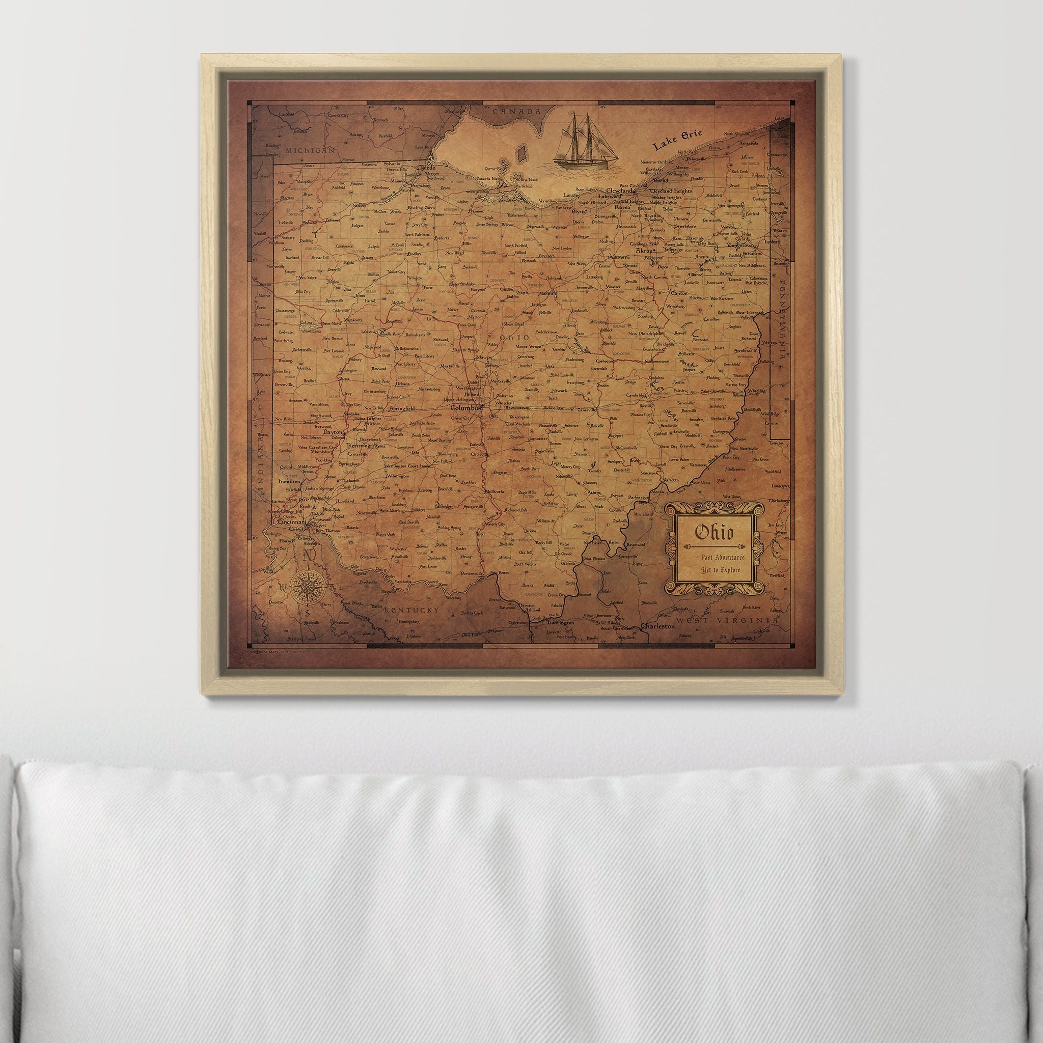 Push Pin Ohio Map (Pin Board) - Golden Aged CM Pin Board