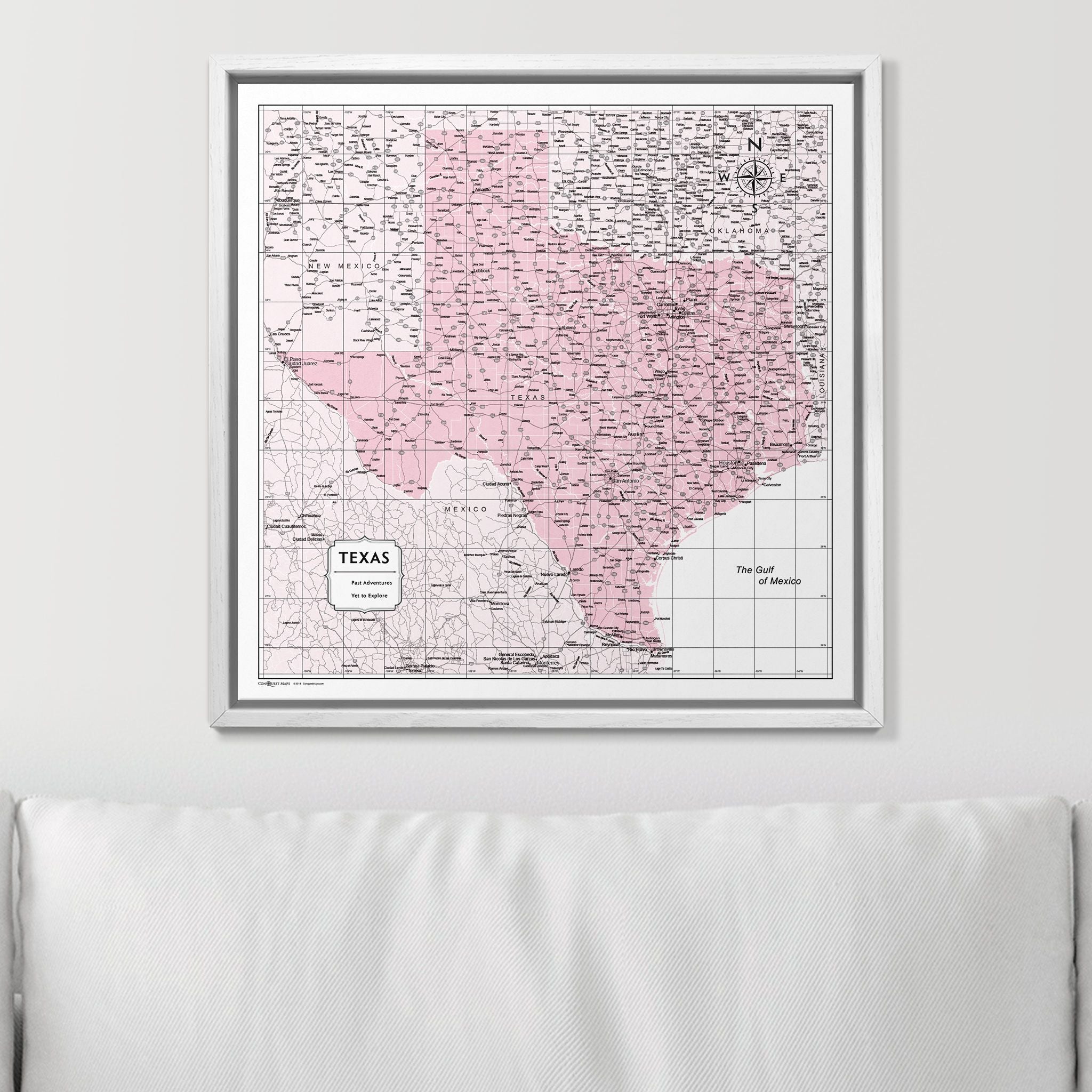 Push Pin Texas Map (Pin Board) - Pink Color Splash CM Pin Board