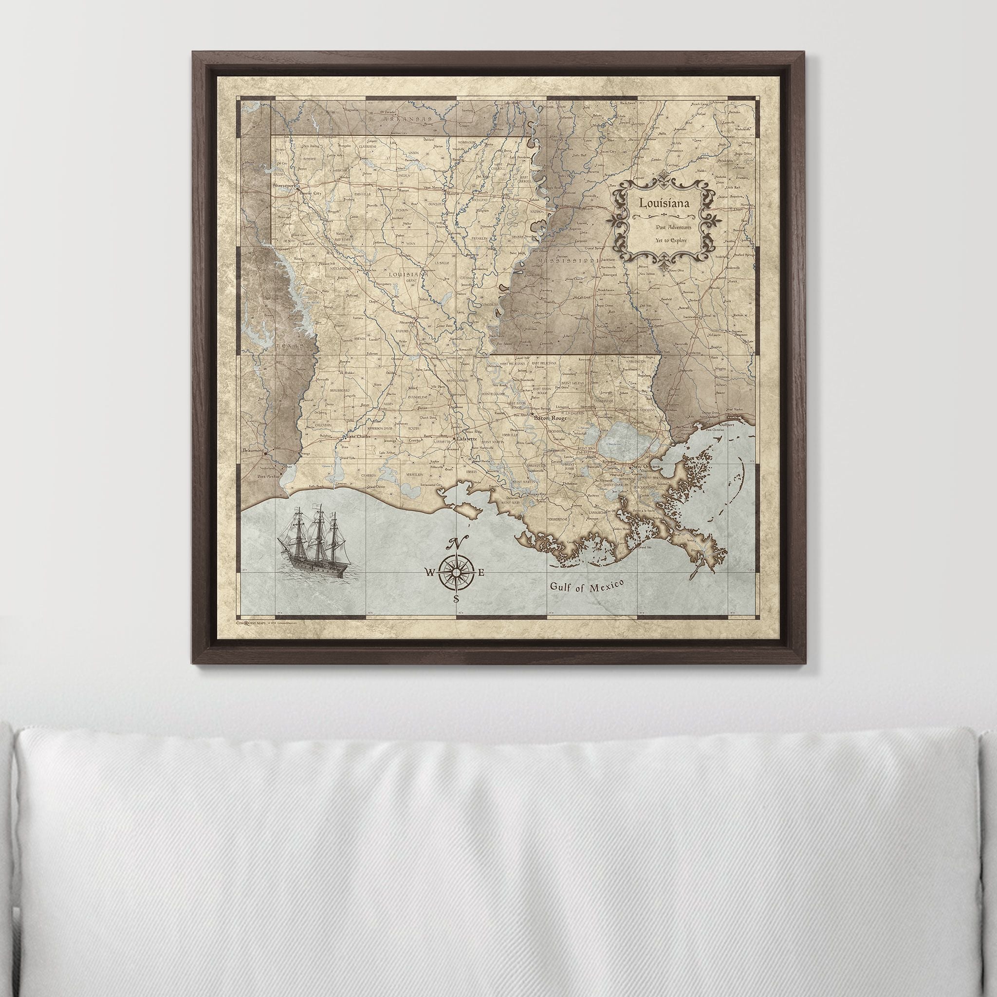 Push Pin Louisiana Map (Pin Board) - Rustic Vintage CM Pin Board