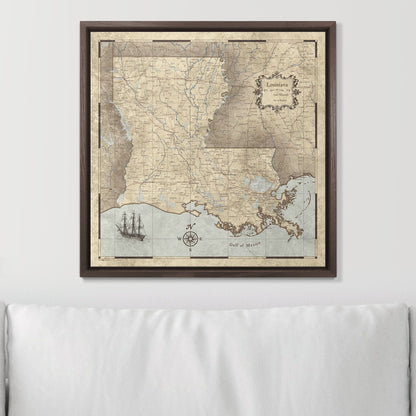 Push Pin Louisiana Map (Pin Board) - Rustic Vintage CM Pin Board