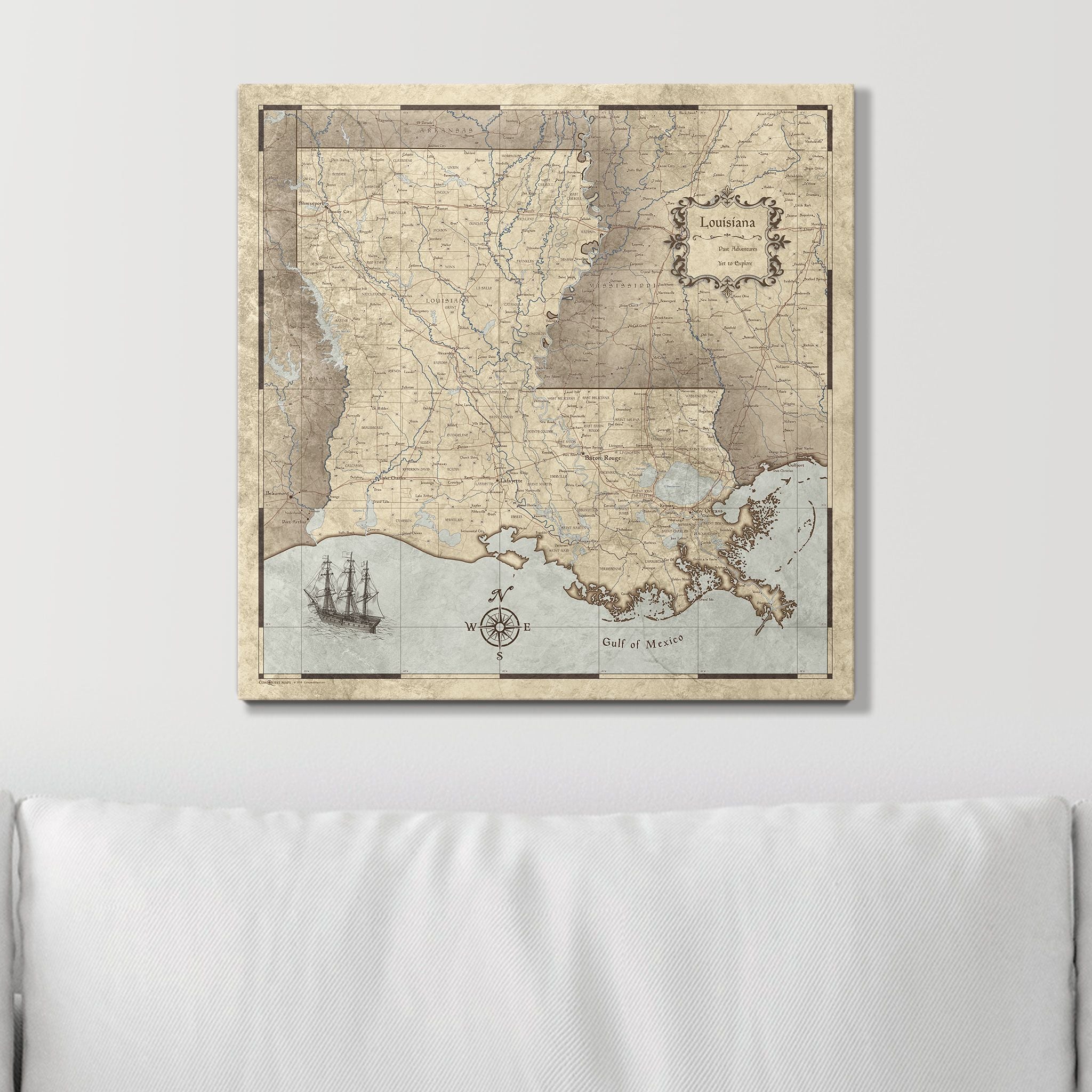 Push Pin Louisiana Map (Pin Board) - Rustic Vintage CM Pin Board