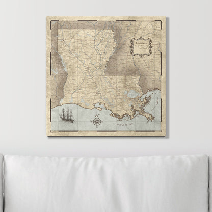 Push Pin Louisiana Map (Pin Board) - Rustic Vintage CM Pin Board