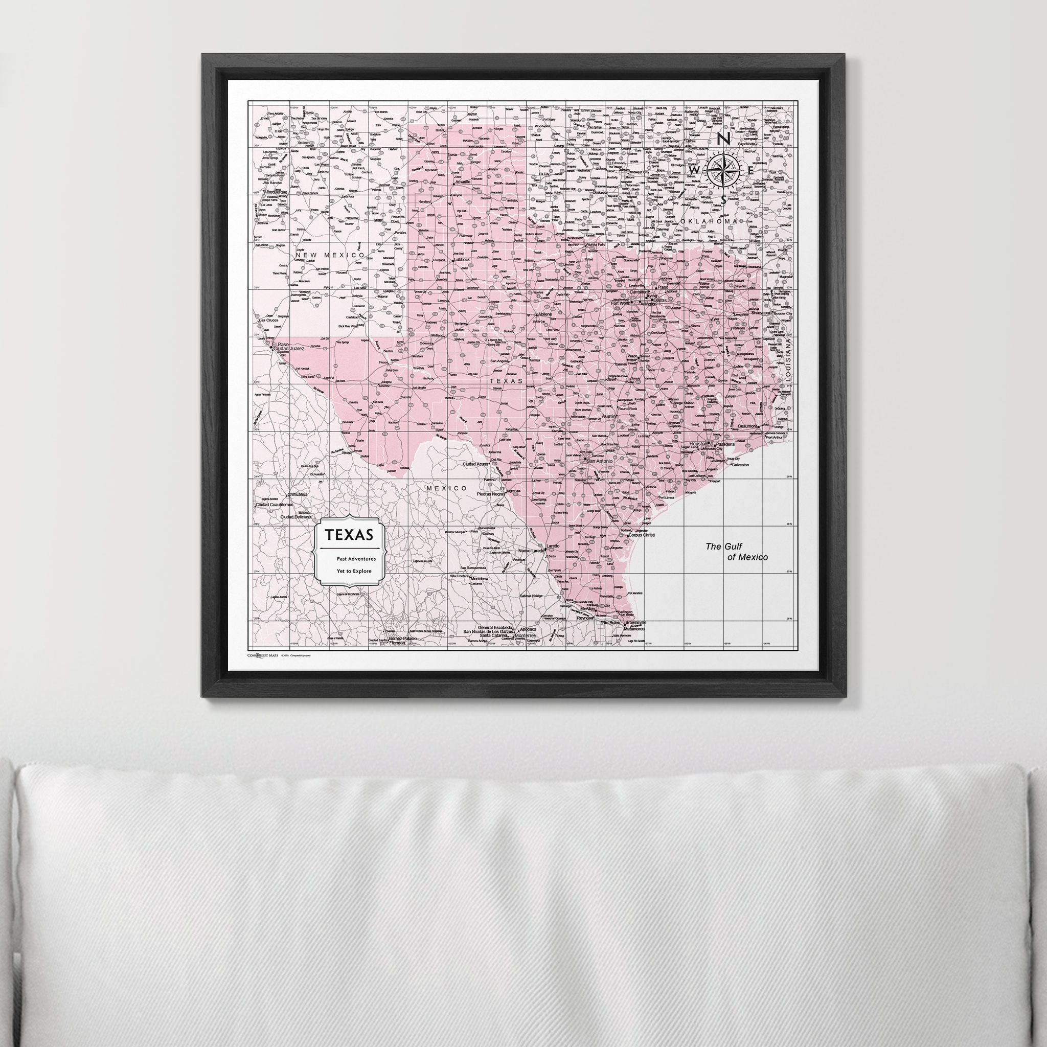 Push Pin Texas Map (Pin Board) - Pink Color Splash CM Pin Board