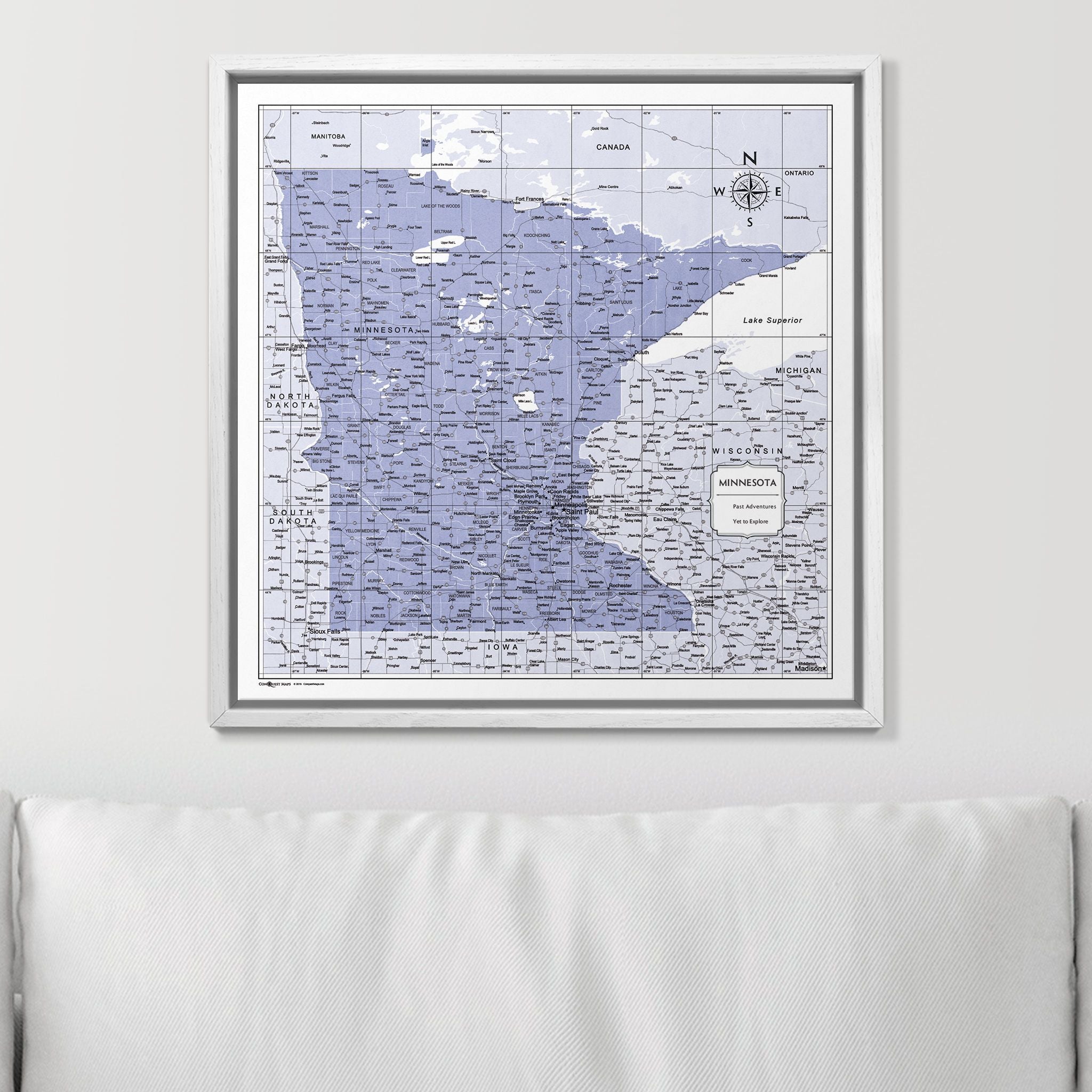 Push Pin Minnesota Map (Pin Board) - Purple Color Splash CM Pin Board