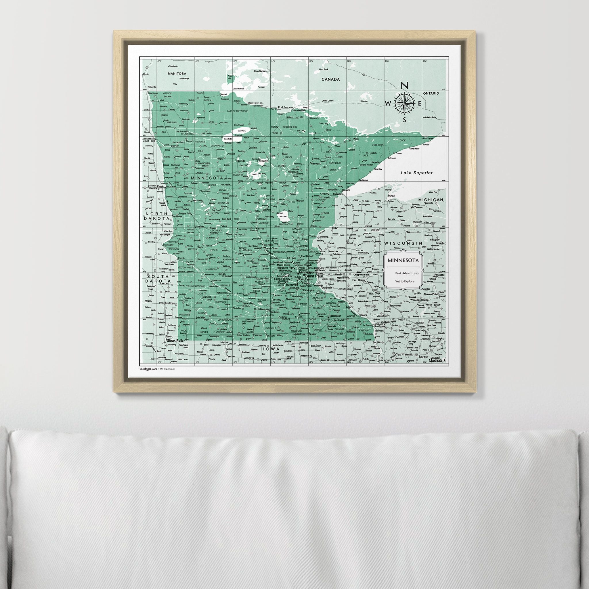 Push Pin Minnesota Map (Pin Board) - Green Color Splash CM Pin Board