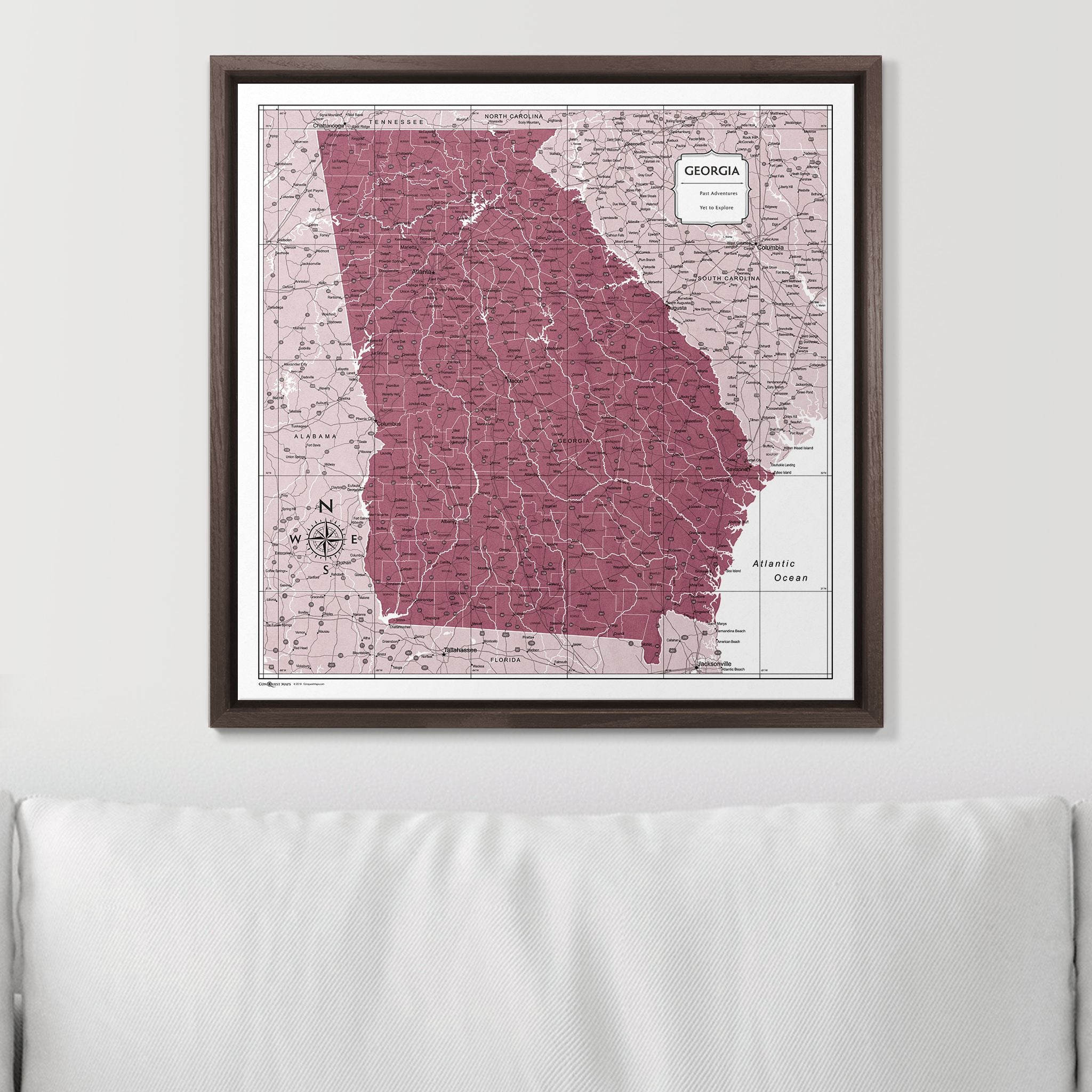 Push Pin Georgia Map (Pin Board) - Burgundy Color Splash CM Pin Board