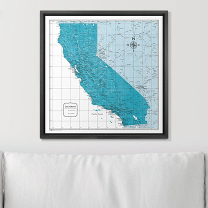 Push Pin California Map (Pin Board) - Teal Color Splash CM Pin Board