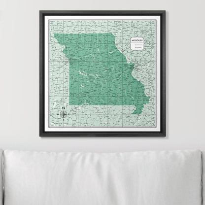 Push Pin Missouri Map (Pin Board) - Green Color Splash CM Pin Board