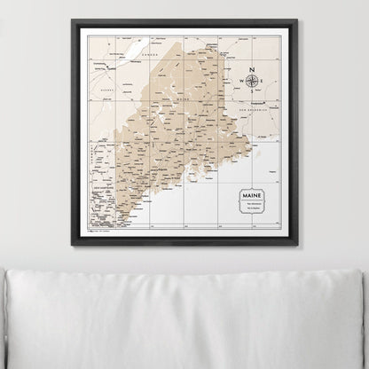 Push Pin Maine Map (Pin Board) - Light Brown Color Splash CM Pin Board