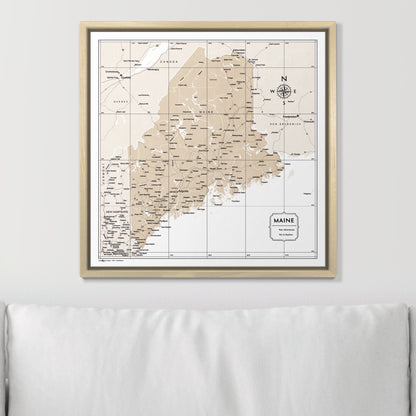 Push Pin Maine Map (Pin Board) - Light Brown Color Splash CM Pin Board