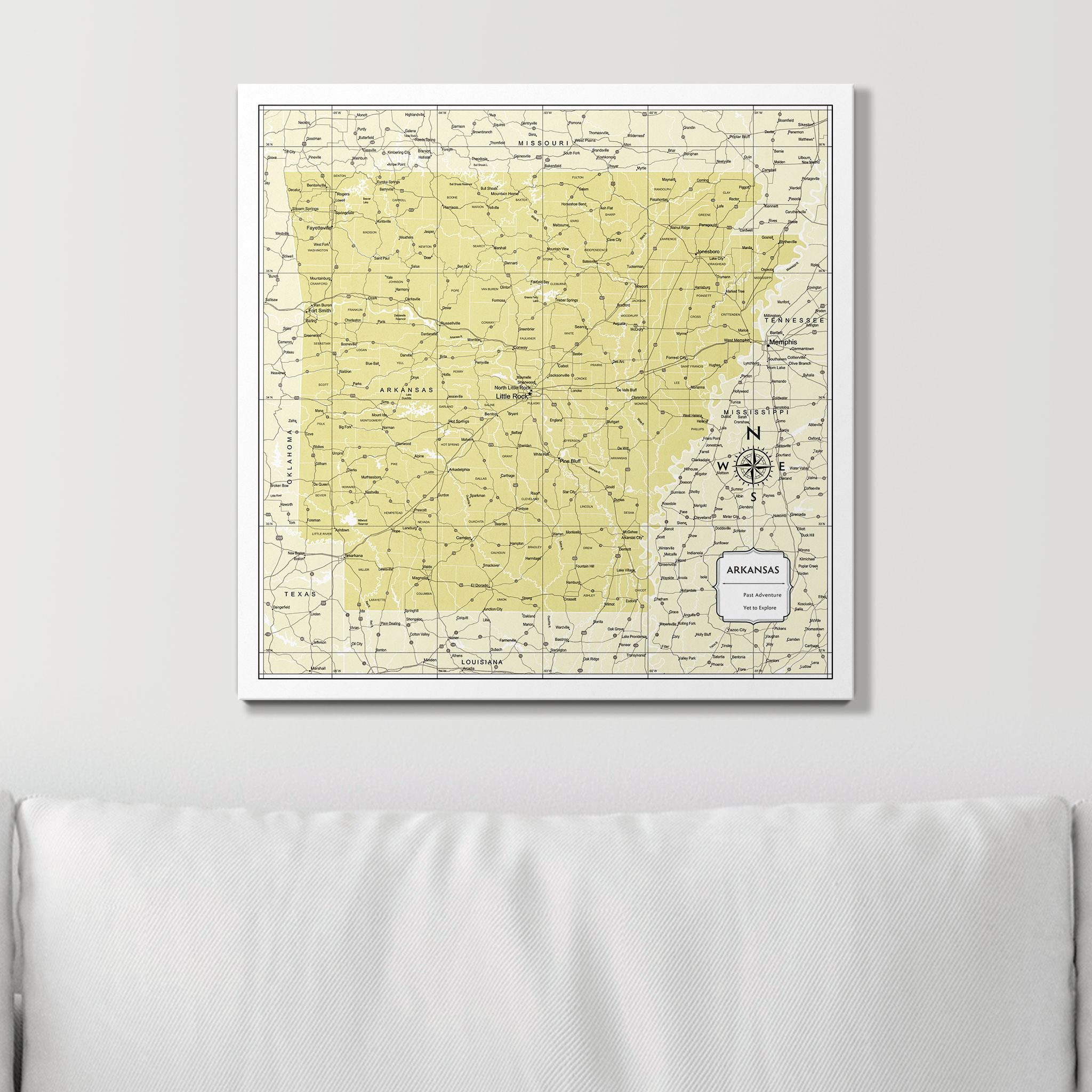 Push Pin Arkansas Map (Pin Board) - Yellow Color Splash CM Pin Board