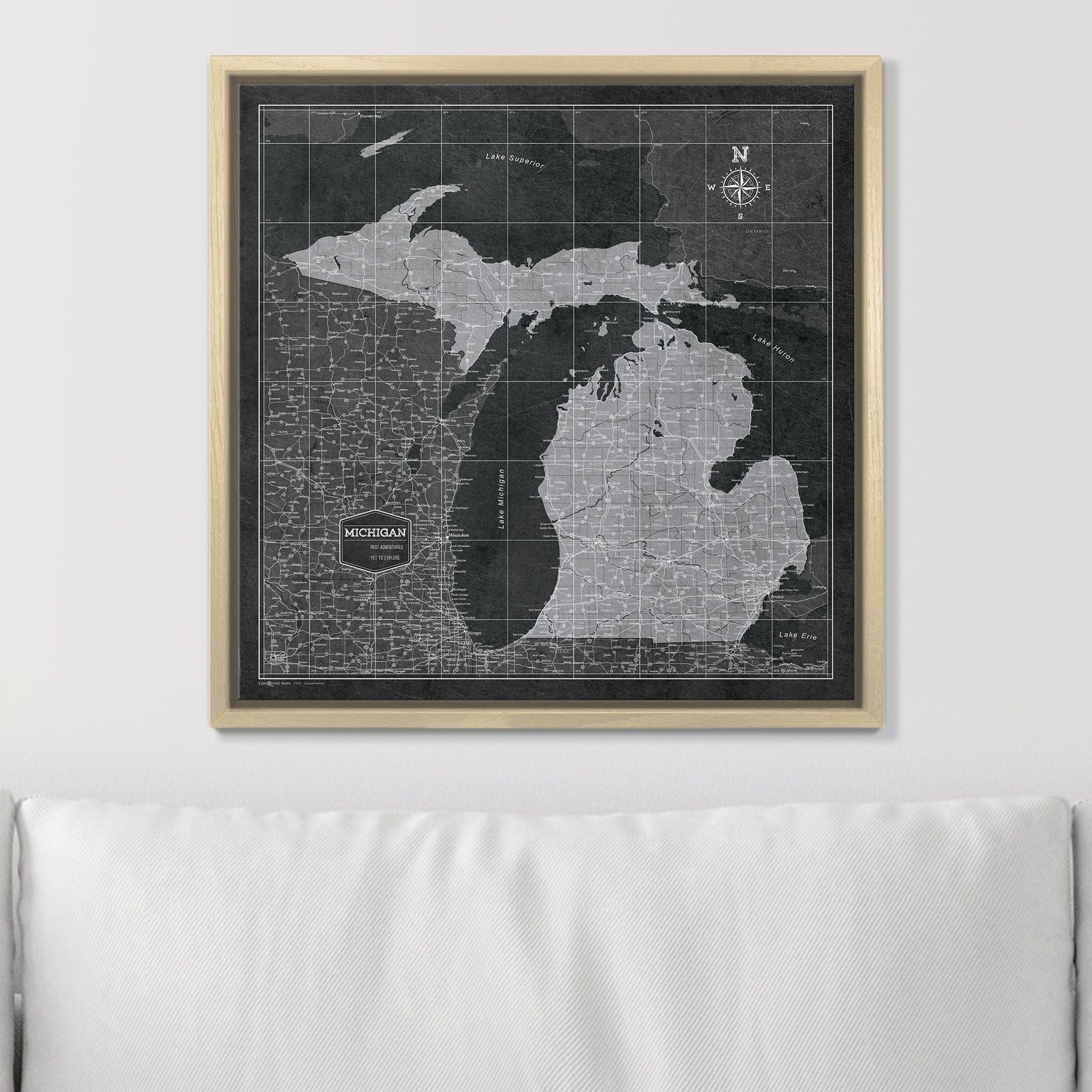 Push Pin Michigan Map (Pin Board) - Modern Slate CM Pin Board