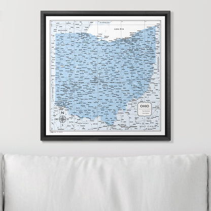 Push Pin Ohio Map (Pin Board) - Light Blue Color Splash CM Pin Board