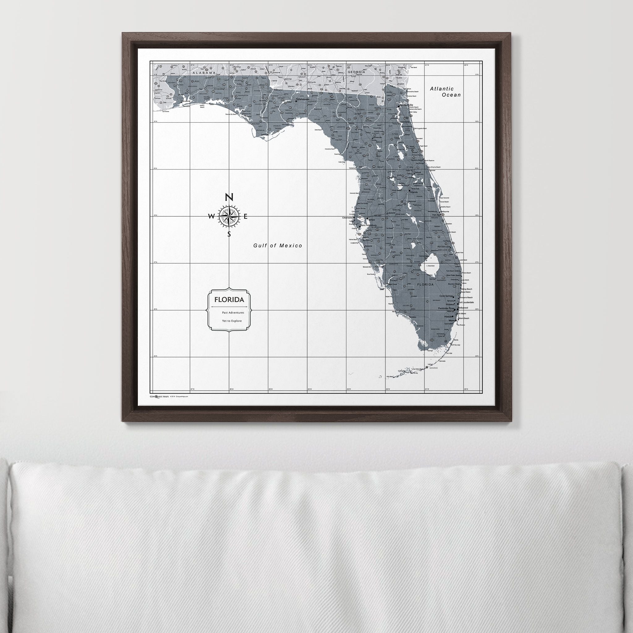 Push Pin Florida Map (Pin Board) - Dark Gray Color Splash CM Pin Board