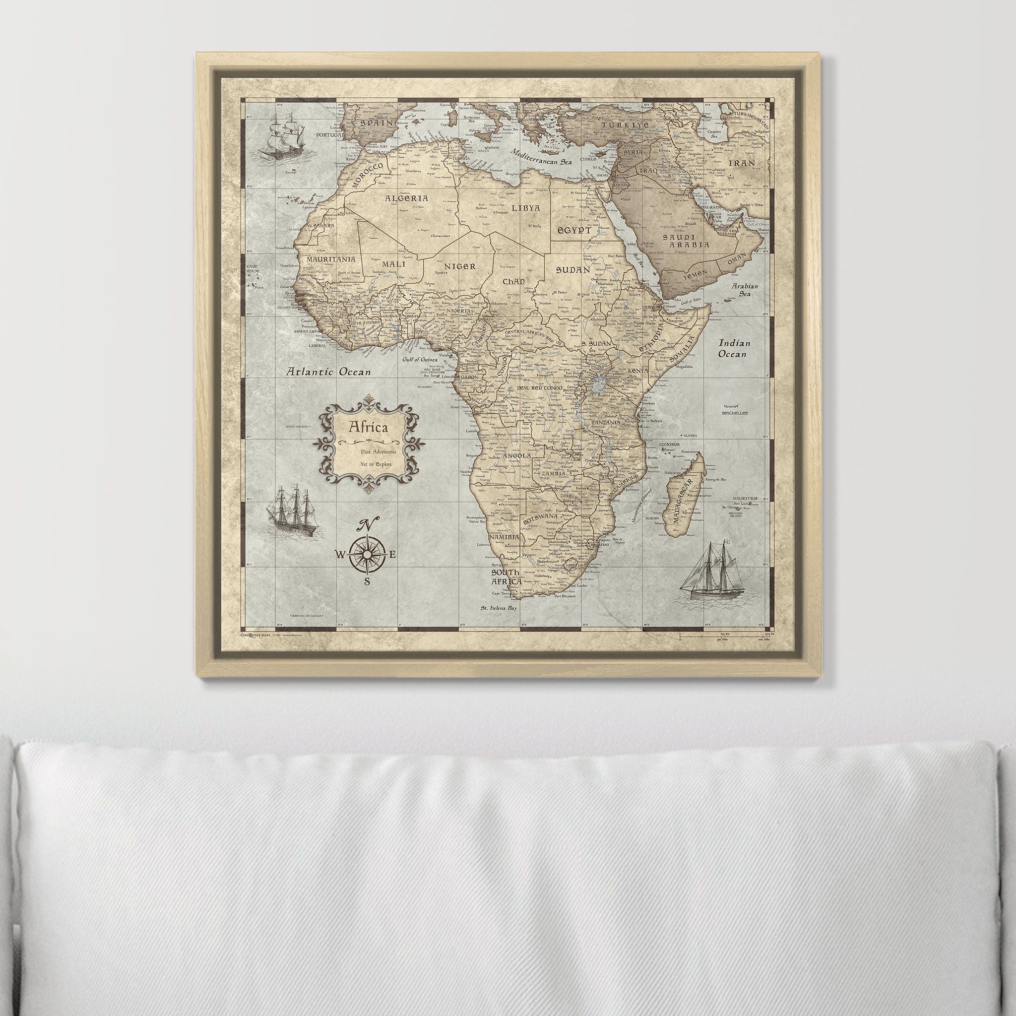 Push Pin Africa Map (Pin Board) - Rustic Vintage CM Pin Board