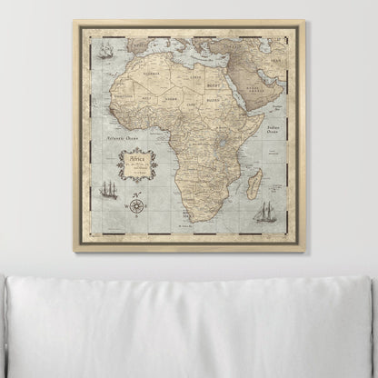 Push Pin Africa Map (Pin Board) - Rustic Vintage CM Pin Board