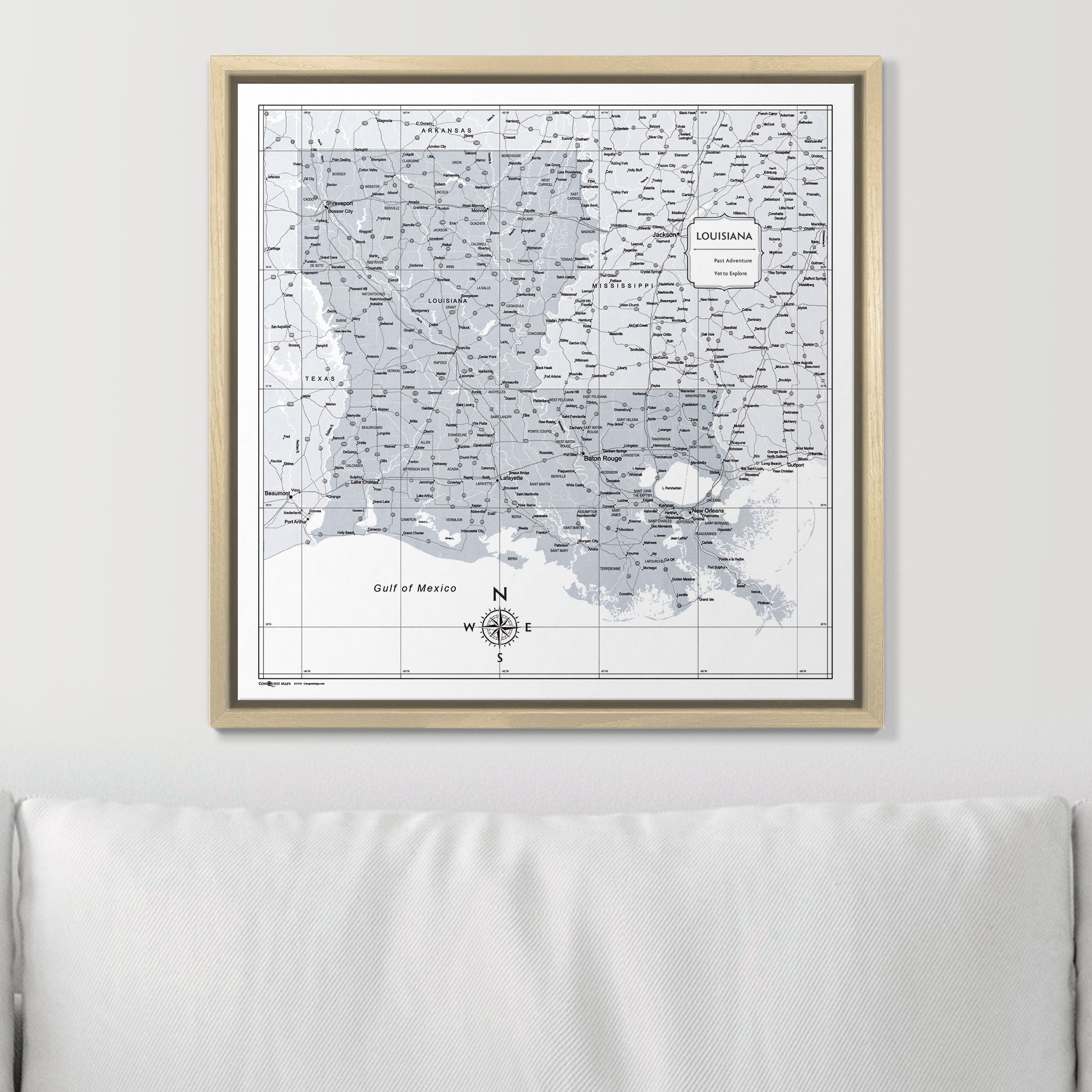 Push Pin Louisiana Map (Pin Board) - Light Gray Color Splash CM Pin Board