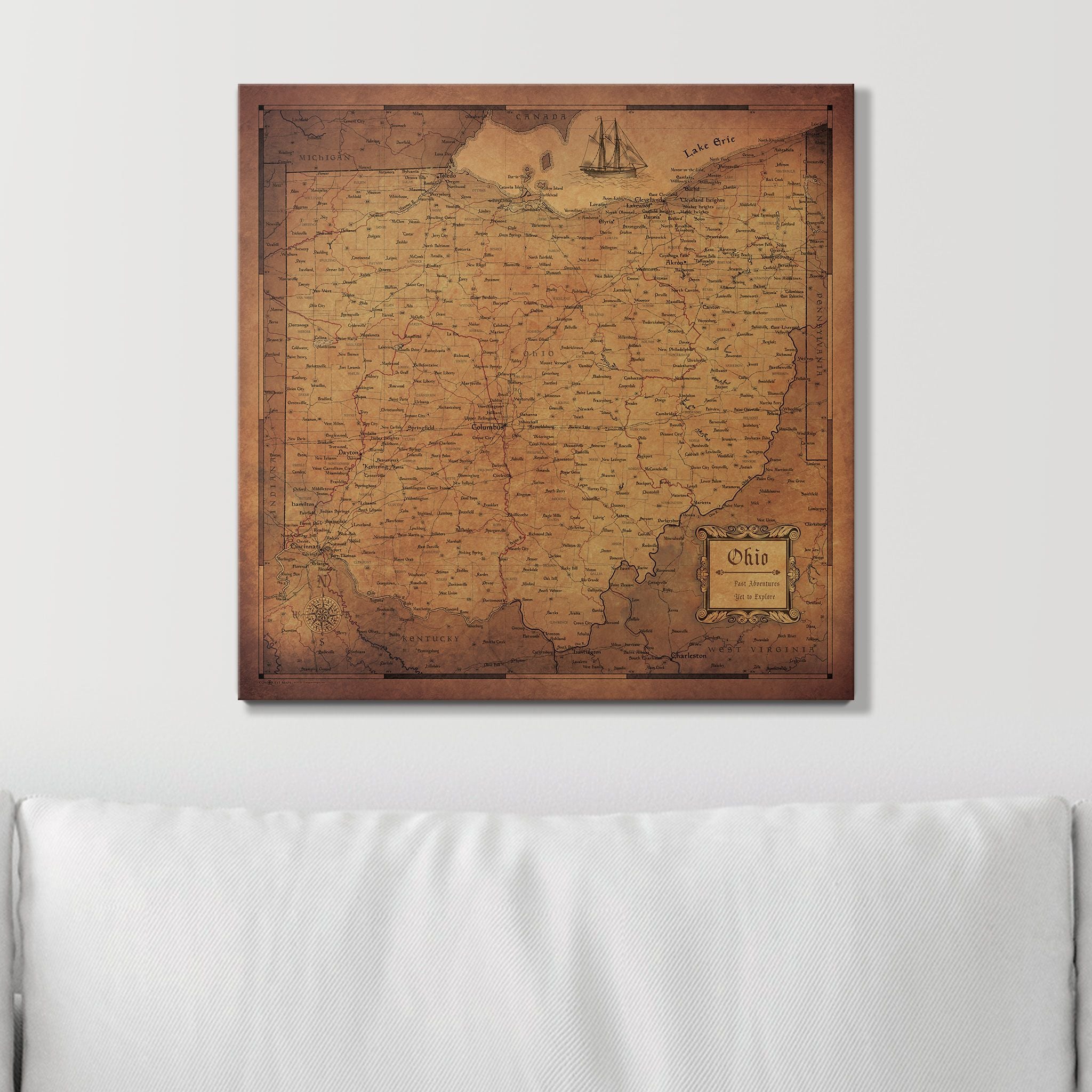 Push Pin Ohio Map (Pin Board) - Golden Aged CM Pin Board