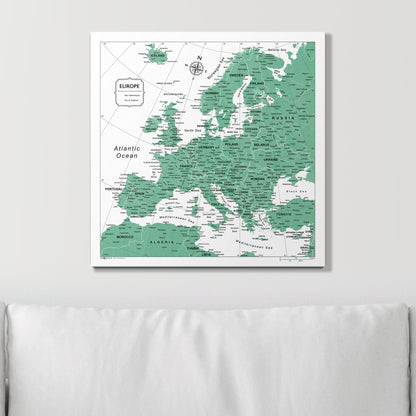 Push Pin Europe Map (Pin Board) - Green Color Splash CM Pin Board