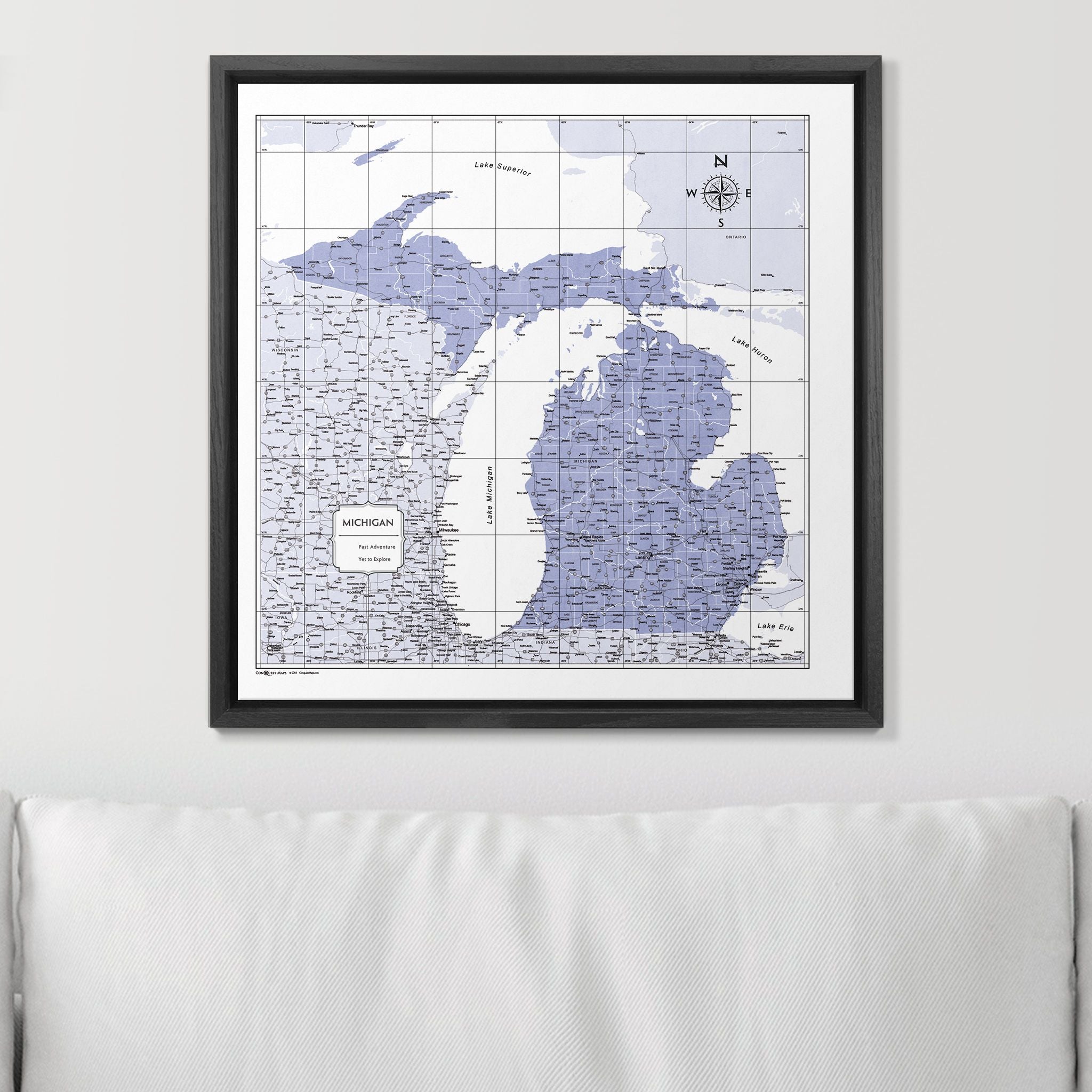 Push Pin Michigan Map (Pin Board) - Purple Color Splash CM Pin Board