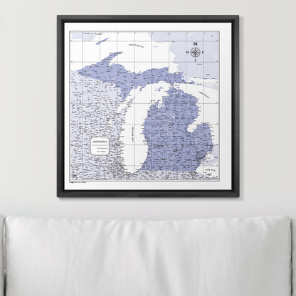 Push Pin Michigan Map (Pin Board) - Purple Color Splash CM Pin Board