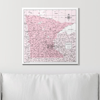 Push Pin Minnesota Map (Pin Board) - Pink Color Splash CM Pin Board