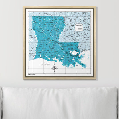 Push Pin Louisiana Map (Pin Board) - Teal Color Splash CM Pin Board