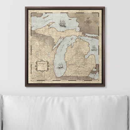 Push Pin Michigan Map (Pin Board) - Rustic Vintage CM Pin Board