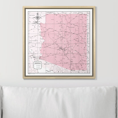 Push Pin Arizona Map (Pin Board) - Pink Color Splash CM Pin Board