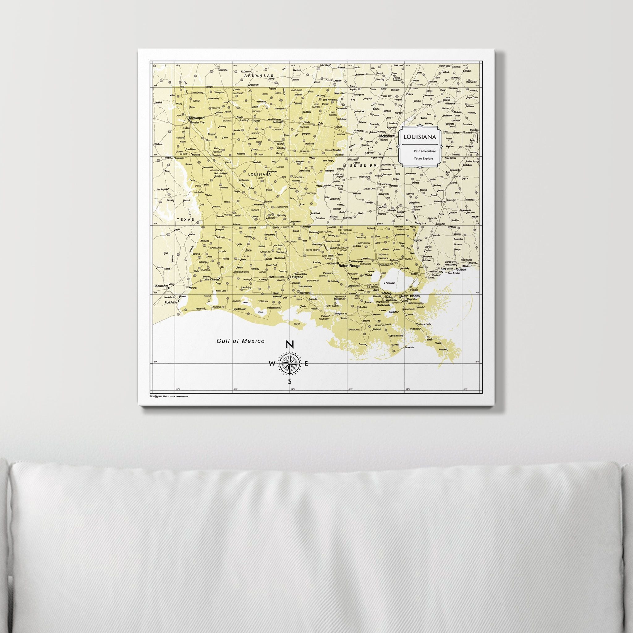 Push Pin Louisiana Map (Pin Board) - Yellow Color Splash CM Pin Board