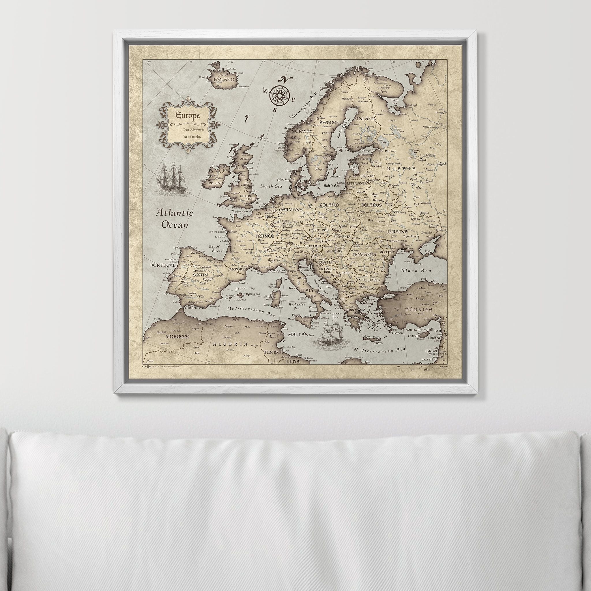 Push Pin Europe Map (Pin Board) - Rustic Vintage CM Pin Board