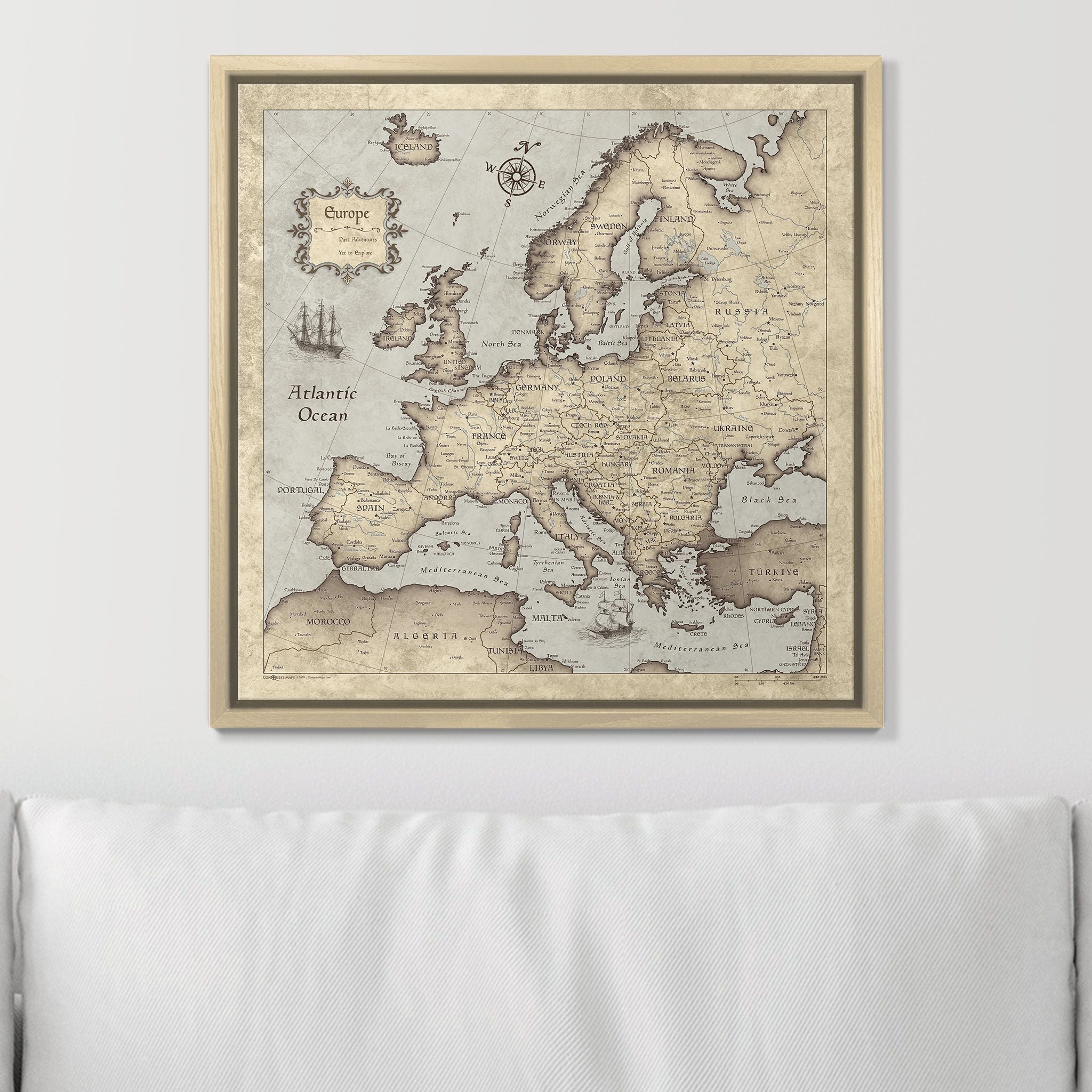 Push Pin Europe Map (Pin Board) - Rustic Vintage CM Pin Board