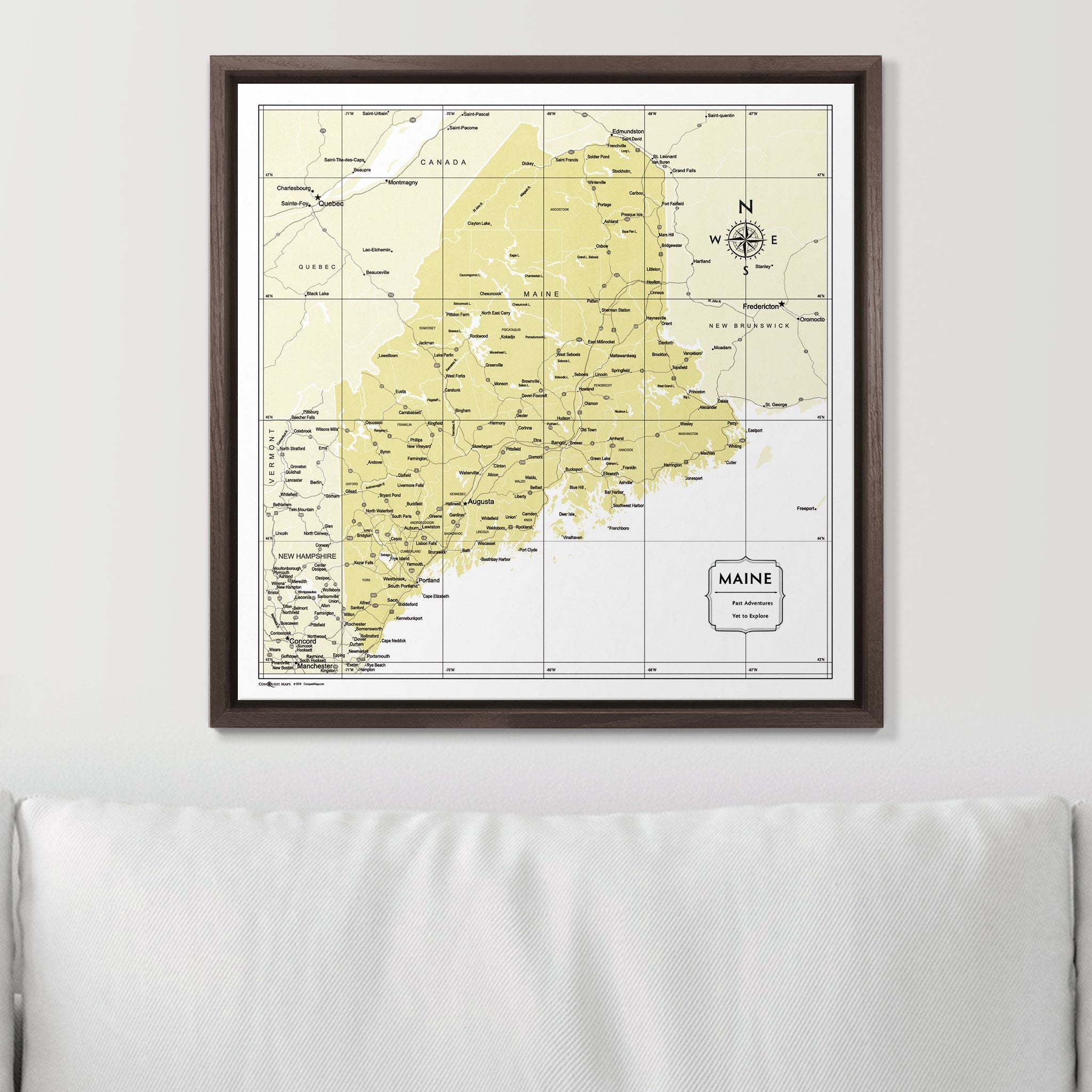 Push Pin Maine Map (Pin Board) - Yellow Color Splash CM Pin Board