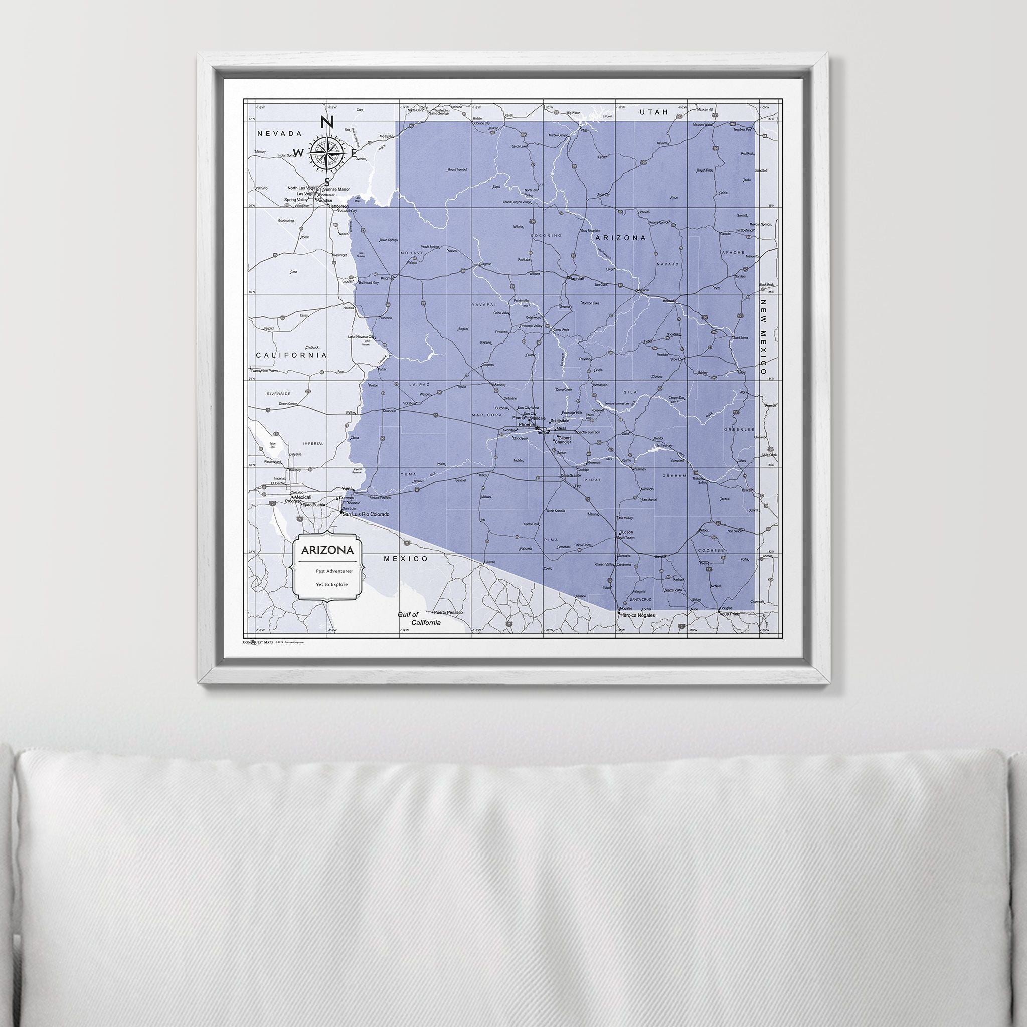 Push Pin Arizona Map (Pin Board) - Purple Color Splash CM Pin Board