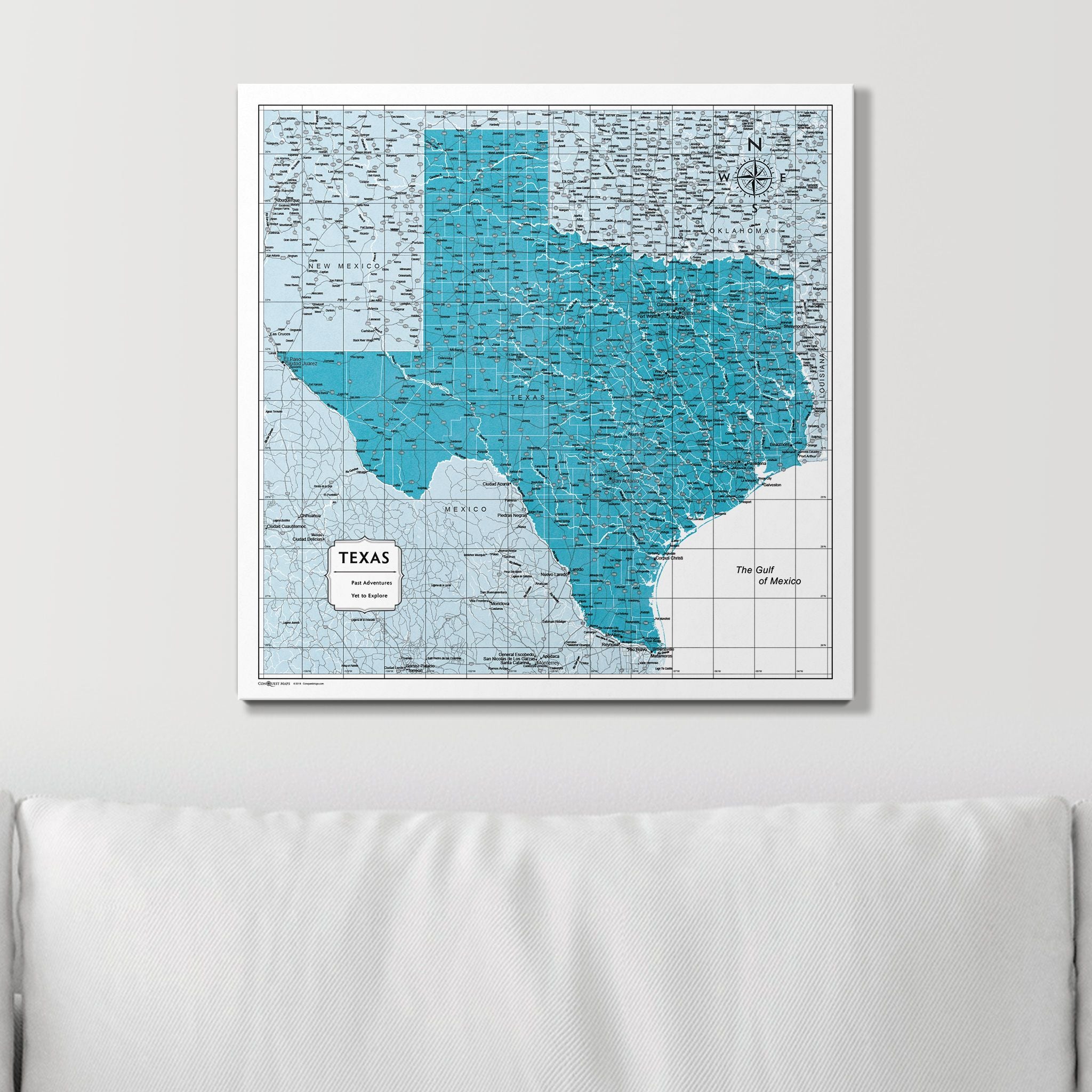 Push Pin Texas Map (Pin Board) - Teal Color Splash CM Pin Board