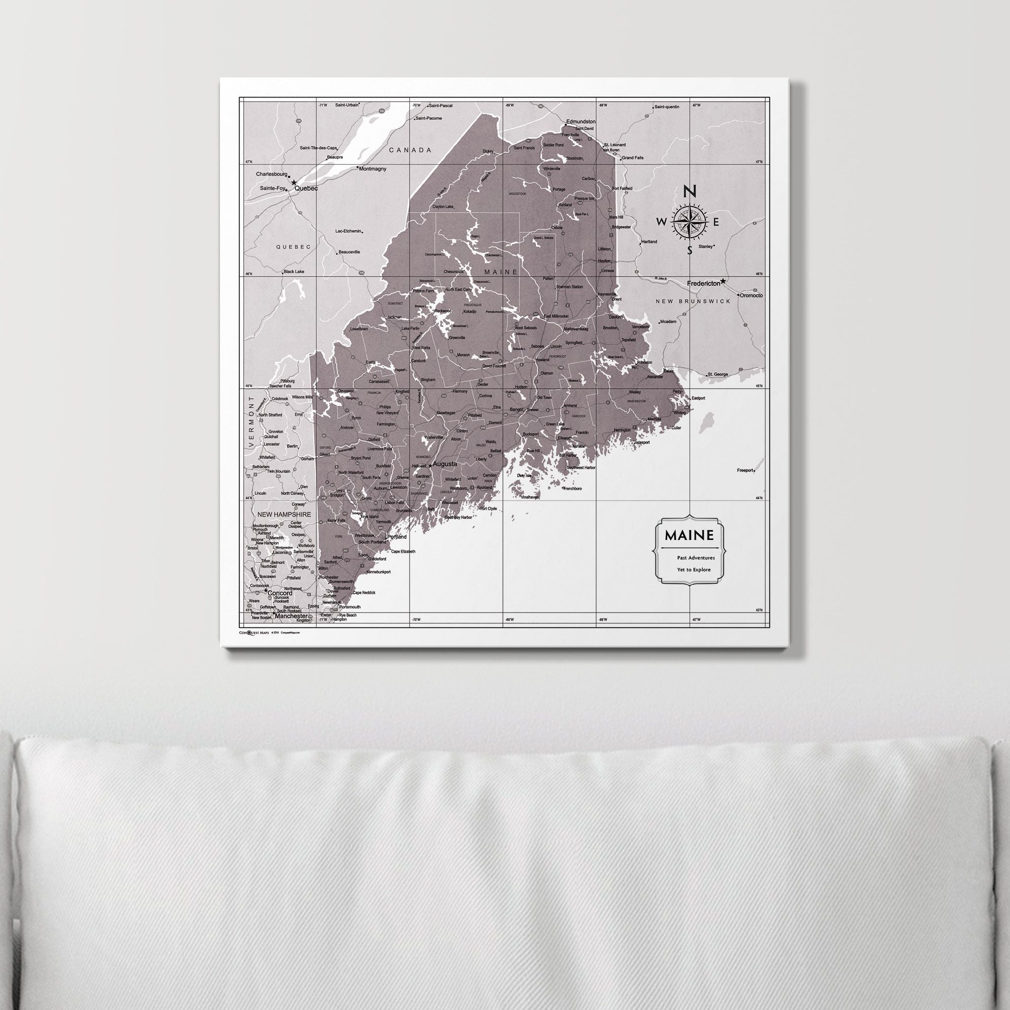 Push Pin Maine Map (Pin Board) - Dark Brown Color Splash CM Pin Board