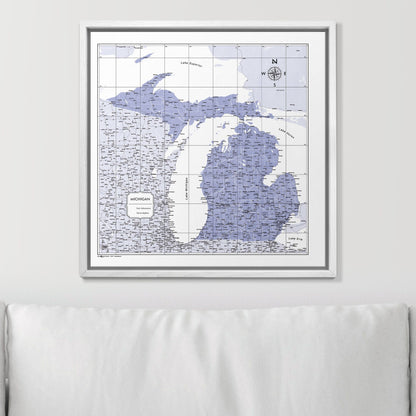 Push Pin Michigan Map (Pin Board) - Purple Color Splash CM Pin Board