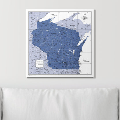 Push Pin Wisconsin Map (Pin Board) - Navy Color Splash CM Pin Board