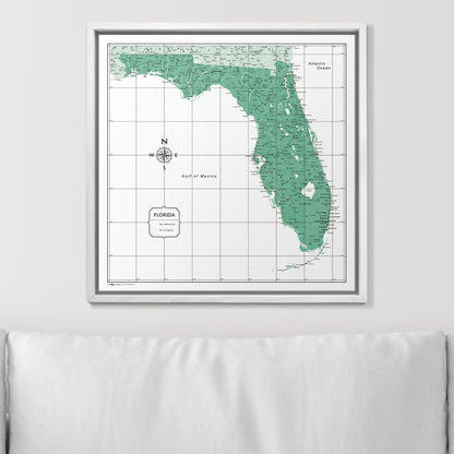 Push Pin Florida Map (Pin Board) - Green Color Splash CM Pin Board