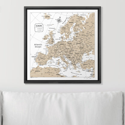 Push Pin Europe Map (Pin Board) - Light Brown Color Splash CM Pin Board